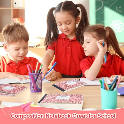 Fainne 30 Pack Composition Notebooks Half Size 4-7/8 x 7-1/2 Inches Wide Ruled Half Page Composition Notebook for Journal School Classroom Supplies 40 Sheet(Red,Snowflake Style) - color: Red, style: Snowflake Style