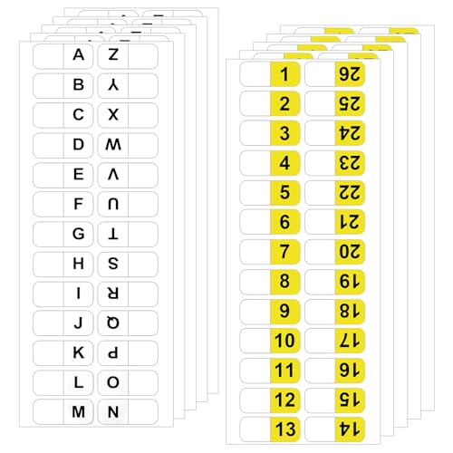 260pcs Alphabet Tabs Self Adhesive A-Z 26 Letters Tabs Sticky and Number Stickers,10 Sheets Alphabet Self Adhesive Page Tab Alphabetical Tab Indexes for Books, Dictionary, Notes, File - color: Yellow