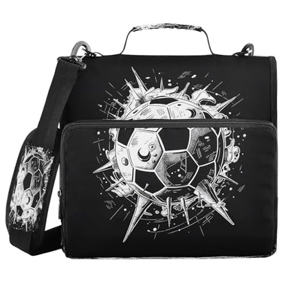 3 Ring Zipper Binder Soccer Ball Binders Bag with Shoulder Strap 500 Sheets Paper Organizer Trapper Keeper Documents Storage File Folder for School Office - color: A1262