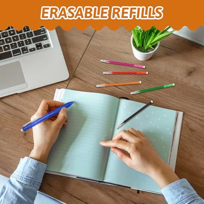 0.5 mm Erasable Gel Ink Pen Refills Compatible with Frixion Friction, 8 Colors Smooth Writing Multicolor Retractable Fine Point Pen Refill for School Office Home Art Drawing Writing and Planner (16)