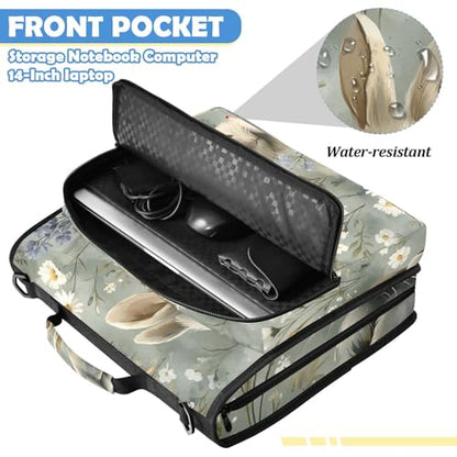 3 Ring Binder Zipper Binders Bunny Daisy Expanding File Folder Multiple Pockets & Storage Organizer