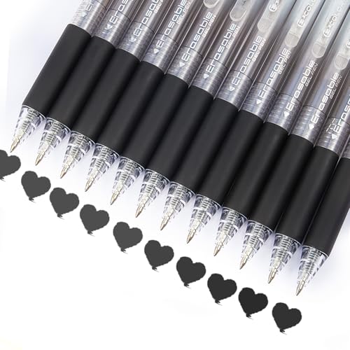 12Pcs Retractable Erasable Gel Pens Clicker,Fine Point 0.7mm Smooth Writing Pens,For Writing Journaling Taking Notes School Office Home. (12Black) - color: 12Black