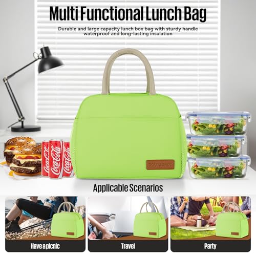 douyadady Lunch Bag&Box Women/Men Insulated&Reusable | Spacious Lightweight Waterproof Sturdy Durable Great Value For Office Work School Picnic Travel - color: Green