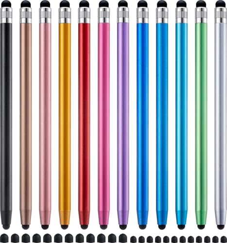 LINFANC 12Pcs Stylus Pen for Touchscreen, 2-in-1 Stylus Pen for iPad Pencil | High Precision & Sensitivity, Aluminum Body, Suitable for iPad iPhone Android Smartphone Tablet Switch and All Touch Screens - color: 12 Multicolor