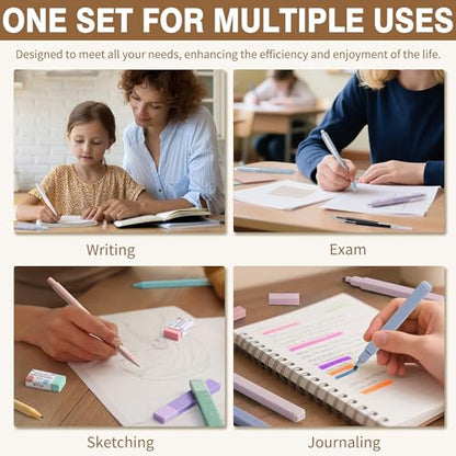 62PCS Aesthetic School Supplies with Cute Pencil Case, Pastel Highlighters Black Ink Gel Pens Mechanical Pencils Kit, Back to School Supplies College Essentials Preppy Stationary Set for Student Girls - color: Pink