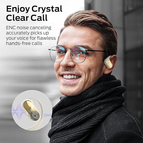 Monster Open Ear AC312 Headphones, Bluetooth 5.4 Wireless Earbuds with Noise-Cancelling Mic for Clear Calls, Powerful Sound by 16mm Large Drivers, Touch Control, 32H Playtime, IPX5 Waterproof, White