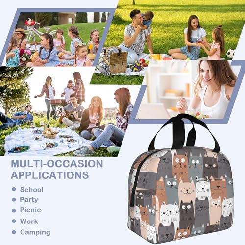 Cute Cat Kitten Insulated Lunch Bag Reusable Lunch Box Women Men,Cooler Thermal Meal Tote for Kids School Student Picnic Office Work - color: Cute Cat Kitten