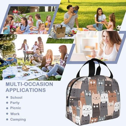Cute Cat Kitten Insulated Lunch Bag Reusable Lunch Box Women Men,Cooler Thermal Meal Tote for Kids School Student Picnic Office Work - color: Cute Cat Kitten