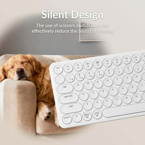 Keychron B3 Pro 75% Ultra-Slim Wireless Keyboard, 2.4GHz, Bluetooth 5.2 / Wired USB Connection, Portable Silent White Bluetooth Keyboard for Mac Windows Linux Tablet Phone - color: White