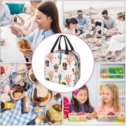 Cactus Lunch Bag Succulent Floral Insulated Lunch Tote Bags Container Reusable Cooler Lunch Box for Teens Kids Adult Office Outdoor - color: Cactus