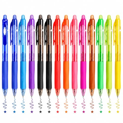 14 Pack Colorful Erasable Pens, 0.6mm Fine Point Colored Erasable Gel Pens, Retractable Refillable Gel Ink Pens with Eraser, Soft Grip Pens for Journaling, Planner, Note Taking, School & Office - color: 14COLOR
