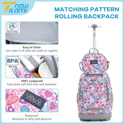 NEW TILAMI Kids Lunch Bag Double Insulated for tilami Rolling Backpack Girls Boys forTravel School Picnic, Cherry Heart - color: Cherry Heart