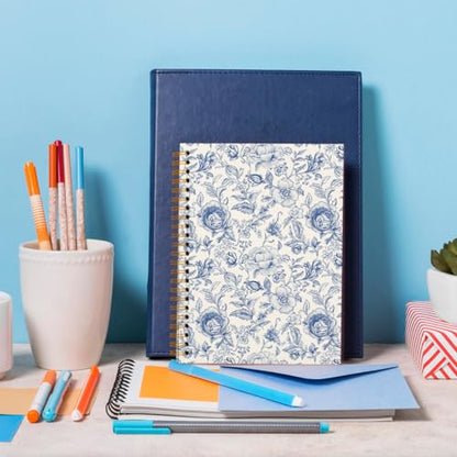 Blue Floral Chinoiserie Notebook Journal, Baby Shower Guest Book, Office School Supplies Hardcover Lined Notebooks Spiral, Baby Shower Gifts for Women Gilrs, 5.5x8.3 inch - color: White2