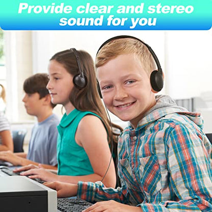 Hoteam 100 Pack Headphones for Classroom Bulk Students Adjustable Headphones Wired Pack Black Over the Head Earphones with 3.5 mm Plug for School Library Museums Charity Donate(Black) - color: Black, style: Classic