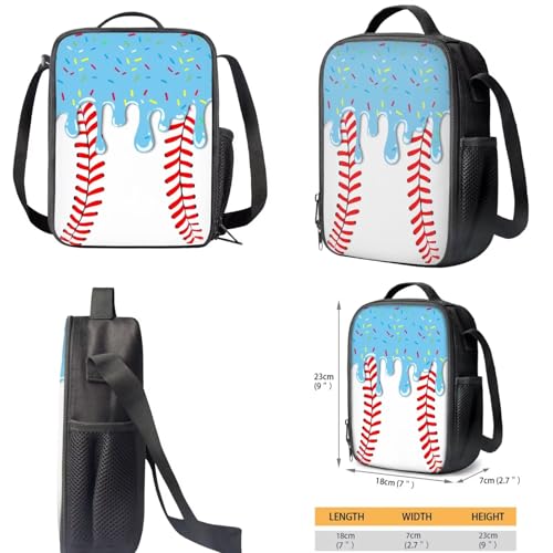 Baseball Backpack School Set 3Pcs with Lunch Box Pencil Case Sports Bookbag Back Pack with Compartments Portable Lunch Bag for Elementary School Students - color: Baseball-a