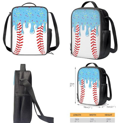 Baseball Backpack School Set 3Pcs with Lunch Box Pencil Case Sports Bookbag Back Pack with Compartments Portable Lunch Bag for Elementary School Students - color: Baseball-a