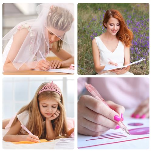 5 Count Pastel Gel Ink Pen Set,Cute Note Taking 0.5mm Fine Point Retractable 5 Count Black Ink Pens for Writing, Journaling, School, Office (Light Pink) - color: Light Pink