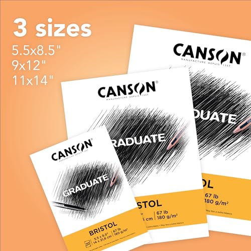 Canson Graduate Bristol Pad, Foldover, 5.5x8.5 inch, 20 Sheets | Artist Paper for Adults and Students - Drawing, Sketching, Markers and Art Journaling - size: 5.5x8.5 inch