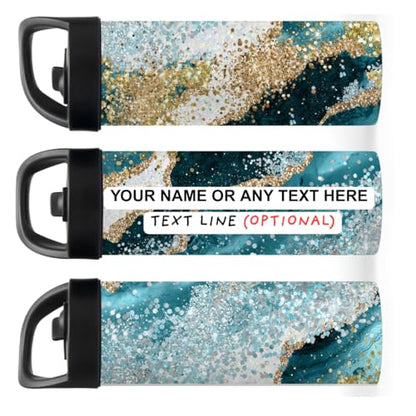 Custom Leakproof Water Bottle 20oz| Gym Tumblers| Running Cup| Adult Tumbler| Marble Sport Bottle (Teal) - color: Teal