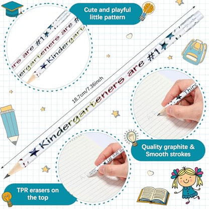 Tenceur 24 Pcs Kindergarten Pencils Bulk Motivational Pencils with Erasers Inspirational Pencil with Back to School Supplies for Kids Student Teacher Classroom Reward - style: Kindergarteners