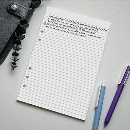(3-Pack) A5 Lined Refills Paper for Filofax Planner/Binders/Organizer, 6 Hole Punched Loose Leaf Paper, Total 300 Sheets/600 Pages, 100gsm, White, 148 x 210mm - size: 300 Sheets