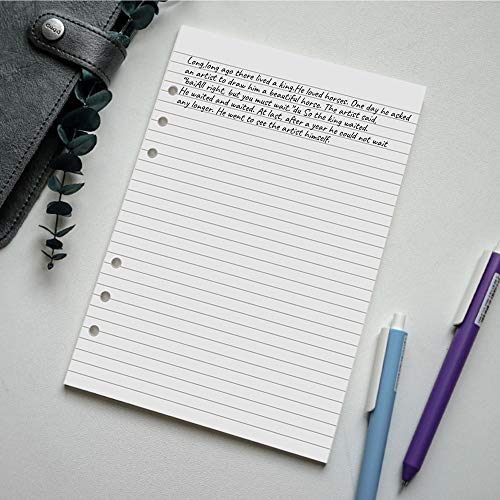A5 Lined Paper, Refills for Filofax Planner, Organizer, Binders, 6 Hole Punched, 100 Sheets/200 Pages, 100gsm, White, 5.8 x 8.2 Inch - size: 100 Sheets