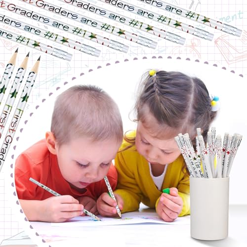 Tenceur 24 Pcs 1st Graders Pencils Bulk Motivational Pencils with Erasers Inspirational Pencil with Back to School Supplies for Kids Student Teacher Classroom Reward - style: 1st Graders