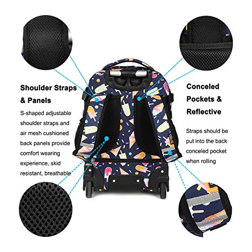 Tilami Rolling Backpack Armor Luggage School Travel Book Laptop 18 Inch Multifunction Wheeled Backpack Students - color: Summer Black