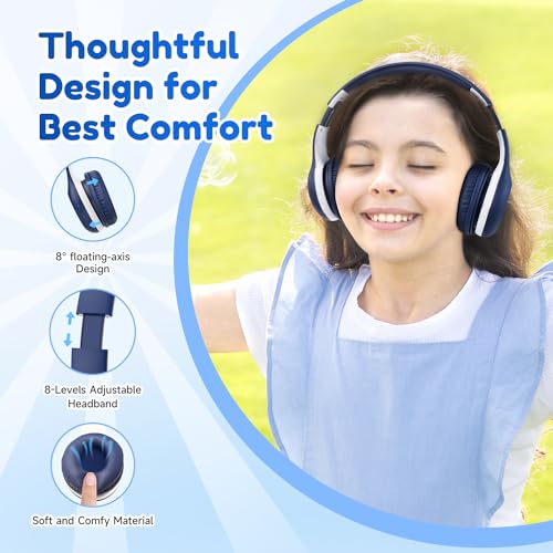 EarFun 2Packs Kids Bluetooth Headphones, K2 Kid Headphone with Volume Limited, 40H Playtime, Built-in Mic, Stereo Sound, Foldable Over-Ear Headphones for Kids/School/Travel - color: Pink&Blue