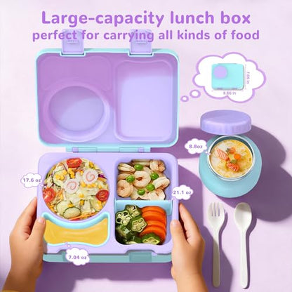 Bento Lunch Box for Kids Adult, Leakproof 3-4 Compartment Bento Box Set with Insulated Food Jar,Water Bottle, Lunch Bag, School Lunch Container for Toddler Teen Girls Boys Ages 3+(Gradient) - color: Gradient