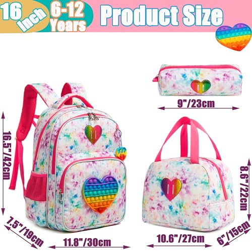 Backpack for Girls Elementary Preschool Kids Lunch Box for School - color: Love Bag