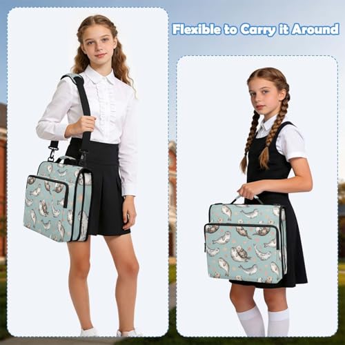 Seals 2inch 3 Ring Zipper Binder Multi-Pocket Storage Holds 14 Inch Laptop for Students and Office Use - color: Seals