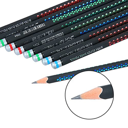 Doms Fusion Xtra Super Dark Pencil Box Pack | Dark & Neat Writing Which Stays Longer | Smooth Sharpning & With Soft & Comfortable Grip | Free Scale & Erasner Inside | Pack of 30 Pencils