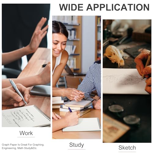 Engrowtic 6 Pack Graph Paper Spiral Notepad A5 Top Wirebound Notepad Grid Notebook Steno Pad Memo Notebook Grid Paper 140 Pages for Writing Sketching Drawing Office Supply (Black) - color: Black