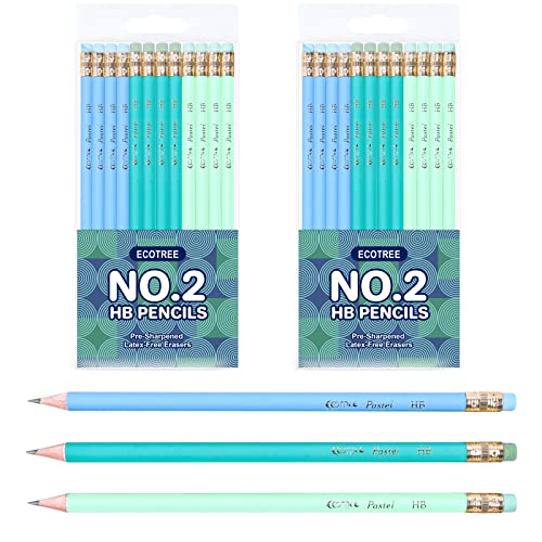 ECOTREE Pencils #2 Pre-Sharpened Pencils for Kids Number 2 Pencil with Erasers for School, Writing, 24 Count - color: Blue & Green, style: 24 COUNT