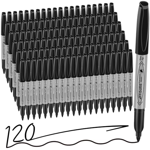 Permanent markers, 120 packs permanent markers bulk, quick drying in one second, waterproof, smooth, not easy to erase, durable, can be marked on glass, tiles and cloth, office supplies,Gray shell - size: 1 Count (Pack of 120)