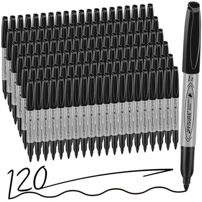 Permanent markers, 120 packs permanent markers bulk, quick drying in one second, waterproof, smooth, not easy to erase, durable, can be marked on glass, tiles and cloth, office supplies,Gray shell - size: 1 Count (Pack of 120)