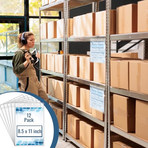 12 Pack Clear Sheet Protectors 8.5" x 11" Waterproof Resealable Zip Page Protectors Heavy Duty Dry Erase Document Holder Plastic Sleeves Protectors for Documents Photos Wall Sign Display