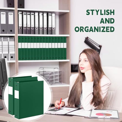 Henoyso 36 Pcs Dark Green 1.5 Inch 3 Ring Plastic Binder Bulk, 1 1/2 Inch Soft Flexible Binders Three Round Rings Fit 8.5x11 Papers for School Office Home File Organization Supplies - color: Dark Green