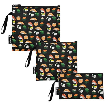 Reusable Food Storage Bags Sushi Black 3 Pack Set Lunch Bag Compact Sandwich Snack Bag Small Medium Large for Lunch, Travel & Organization - color: Bag 22