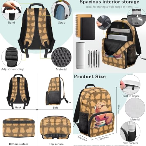 Cute Capybara 3PCS Kids Backpacks, 17 Inch Teen School Bookbag with Lunch Bag Pencil Case 3 in 1 Lightweight Daypacks for Middle High School Students - color: Cute Capybara