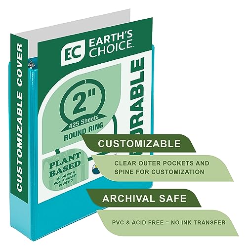 Samsill Plant-Based 2 Inch Durable Round Ring, View Binder, Eco-Friendly, USDA Certified Biobased, 12-Pack, Turquoise - color: Turquoise, size: 2", style: 12 Pack