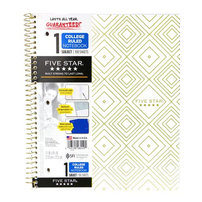 Five Star Wirebound Notebook, 1-Subject, 100 College-Ruled Sheets, 11 x 8.5 Inch Sheet Size, Teal (72051)