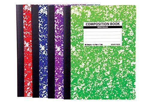 Mintra Office Composition Books - Sturdy Flexible Cover (4 Pack, Assorted Marble Comp - Wide Ruled) - color: Assorted Marble Comp - Wide Ruled, size: 4 Pack
