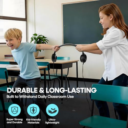 Kids Headphones 2 Pack for School Classroom Students Teens Children Toddler Boys Girls and Adult (HY450, 2 Black) - color: Black, size: 2 Pack