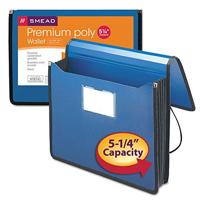 Smead Poly Wallet, Accordion File Organizer for File Folders, Letter Size, Blue, 5-1/4 inch Expansion, Office Supplies, Document Organizer (71503) - size: Letter, style: Blue