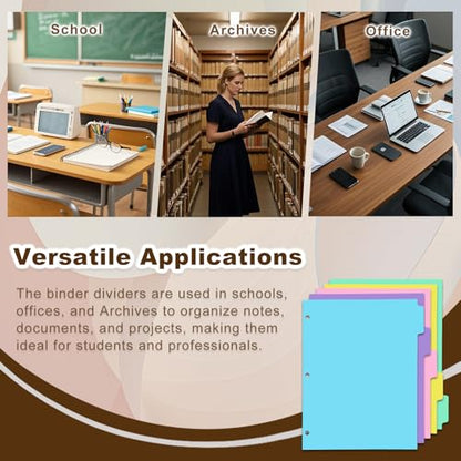 5-tabs 2 Set Binder Dividers with Tabs,Plastic Index with Label,Colorful Big Tab Dividers for 3 Ring Binder (10)