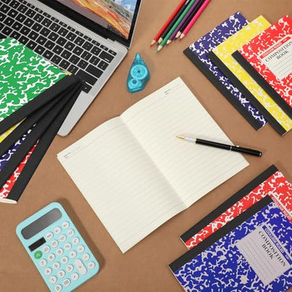 Fainne 100 Pack A5 Composition Notebooks Bulk College Ruled Composition Notebooks Marble Covers Notebook for Student Classroom Office Supplies 30 Sheet/60 Page(Classic Color) - color: Classic Color
