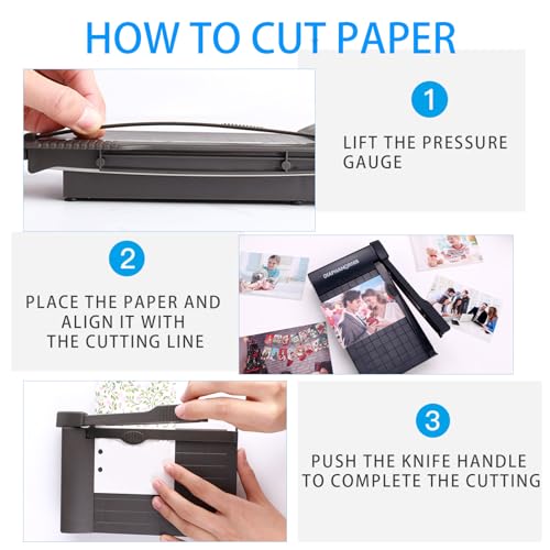 Mini Paper Trimmer,Guillotine Compact Paper Cutter, 1/4-Inch Grid for Precision Cutting, Straight Cuts Up to 3 Sheets, Perfect for Photos,Coupons,Card Making and Small Craft Projects (Grey) - color: Grey