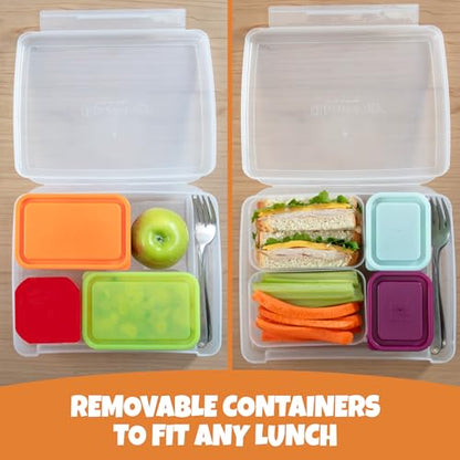 Bentology Bento Lunch Box Set w 5 Leakproof Made-to-Size Snack Containers & Built-In Utensil Holder- Meal Prep Made Easy w Reusable, Kid's Back to School or Office- Durable, BPA Free, Dishwasher Safe - color: Raspberry